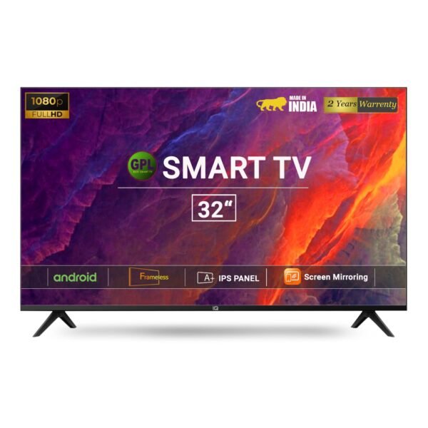 GPL 32 inches (80 cm) Frameless Full HD 2GB | 16 GB IPS Panel Smart LED TV with Sound Bar